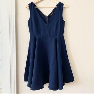 Navy Blue V-Neck Babydoll Dress 💙